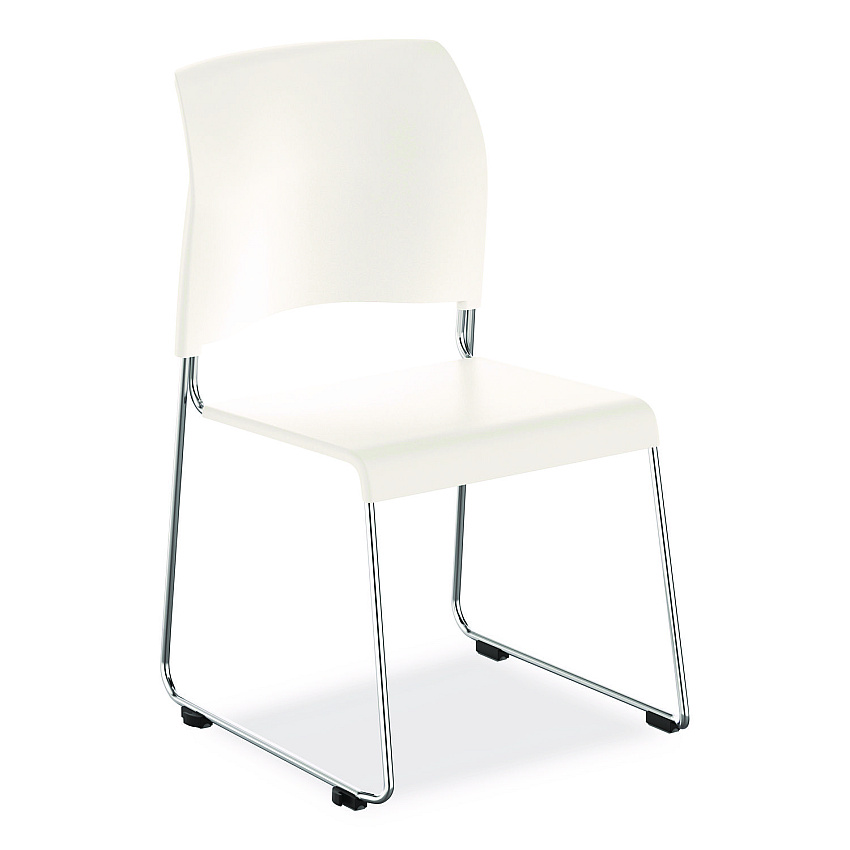 NPS 8800 Series Cafetorium Plastic Stack Chair, Supports Up to 500 lb, 18" Seat Height, White Seat/Back, Chrome Base, 4/Carton (880111014)