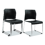 NPS 8800 Series Cafetorium Plastic Stack Chair, Supports Up to 500 lb, 18" Seat Height, Black Seat/Back, Chrome Base, 4/Carton (881011104)