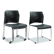 NPS 8800 Series Cafetorium Plastic Stack Chair, Supports Up to 500 lb, 18" Seat Height, Charcoal Seat/Back, Chrome Base, 4/Carton (882011204)