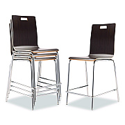 NPS Bushwick Series Bentwood Stool, Counter Height, Supports Up to 500 lb, 24" Seat Height, Espresso Seat/Back, Chrome Base, 4/CT (BCM214)