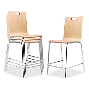 NPS Bushwick Series Bentwood Stool, Counter Height, Supports Up to 500 lb, 24" Seat Height, Natural Seat/Back, Chrome Base, 4/CT (BCM224)