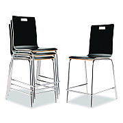 NPS Bushwick Series Bentwood Stool, Counter Height, Supports Up to 500 lb, 24" Seat Height, Black Seat/Back, Chrome Base, 4/CT (BCM234)