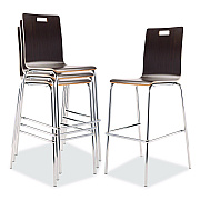 NPS Bushwick Series Bentwood Stool, Supports Up to 500 lb, 30" Seat Height, Espresso Seat, Espresso Back, Chrome Base, 4/Carton (BCS214)