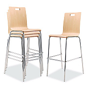 NPS Bushwick Series Bentwood Stool, Supports Up to 500 lb, 30" Seat Height, Natural Seat, Natural Back, Chrome Base, 4/Carton (BCS224)