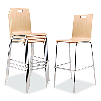 NPS Bushwick Series Bentwood Stool, Supports Up to 500 lb, 30" Seat Height, Natural Seat, Natural Back, Chrome Base, 4/Carton (BCS224)