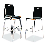 NPS Bushwick Series Bentwood Stool, Supports Up to 500 lb, 30" Seat Height, Black Seat, Black Back, Chrome Base, 4/Carton (BCS234)