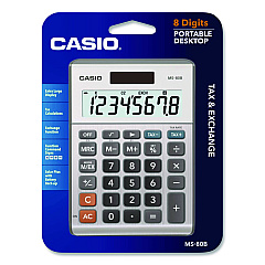 Casio MS80B 8-Digit Battery and Solar Basic Calculator, LCD, Navy Blue (MS80BBU)