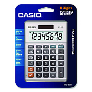 Casio MS80B 8-Digit Battery and Solar Basic Calculator, LCD, Silver (MS80BSR)