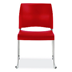 NPS 8800 Series Cafetorium Plastic Stack Chair, Supports Up to 500 lb, 18" Seat Height, Red Seat, Red Back, Chrome Base, 4/Carton (881711174)