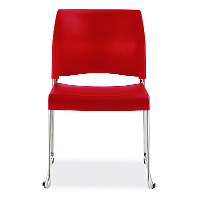 NPS 8800 Series Cafetorium Plastic Stack Chair, Supports Up to 500 lb, 18" Seat Height, Red Seat, Red Back, Chrome Base, 4/Carton (881711174)