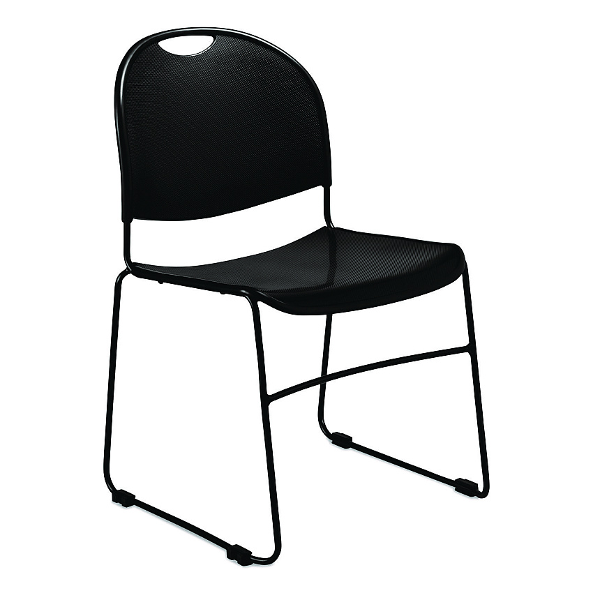NPS 850 Series Multi-Purpose Ultra Compact Stack Chair, Supports Up to 300 lbs, 17" Seat Height, Black Seat/Back/Base, 4/Carton (850CL4)