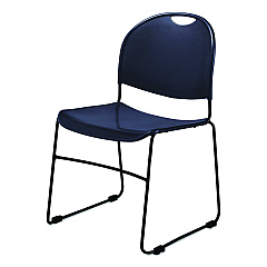 NPS 850 Series Multi-Purpose Ultra Compact Stack Chair, Supports 300 lbs, 17" Seat Height, Navy Seat/Back, Black Base, 4/Carton (855CL4)