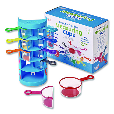 hand2mind Rainbow Fraction Measuring Cups, Pre-K to K, 9 Pieces (93399)