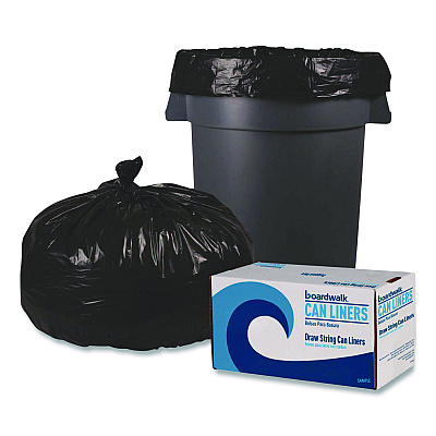 Boardwalk Reprocessed Resin Can Liners, 60 gal, 1.2 mil, 38 x 58, Black, 50 Bags/Carton (519E)