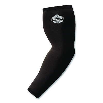 ergodyne Chill-Its 6691 Cooling Arm Sleeves with Box-Handling Grip, Polyester/Spandex, Large, Black, Pair (12388)