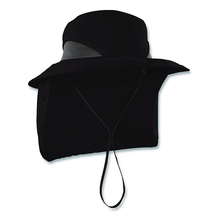ergodyne Chill-Its 8934 Ranger Hat with Neck Shade, Microfiber/Polyester, Small/Medium, Black (12725)