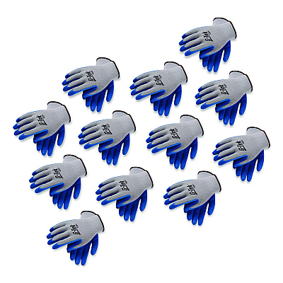 G-Tek GP Latex-Coated Cotton/Polyester Gloves, EN388: 1111, Small, Gray/blue, 12 Pairs (179964)