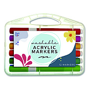 TPG Creations Washable Acrylic Markers, Fine Bullet Tip, Assorted Colors, 12/Pack (496)