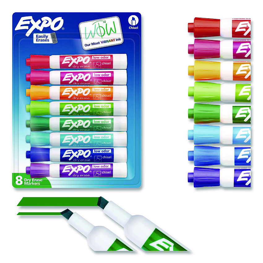 EXPO Dry Erase Marker, Broad Chisel Tip, Assorted Colors, 8/Pack (1927524A)