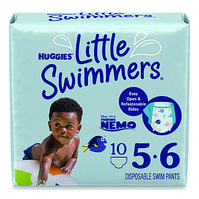 Huggies Little Swimmers, Size 5-6, Baby Weight 32 lbs and Up, Blue, 10/Pack, 8 Packs/Carton (18345)