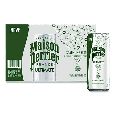 Nestl Maison Perrier Sparkling Water, Plain, 11.15 oz, 8 Cans/Box (60171)