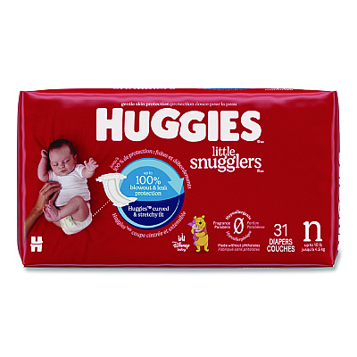 Huggies Little Snugglers Baby Diapers, Size 0 to Newborn, 1 lbs to 10 lbs, Disney Design, 31 Diapers/Pack, 4 Packs/Carton (49694)