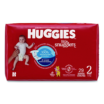 Huggies Little Snugglers Baby Diapers, Size 2, 12 lbs to 18 lbs, Disney Design, 29 Diapers/Pack, 4 Packs/Carton (49697)