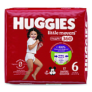 Huggies Little Movers HuggFit 360 Degree, Size 6, Over 35 lbs, Disney Design, 17 Diapers/Pack, 4 Packs/Carton (56608)