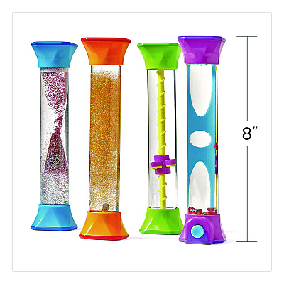 hand2mind Sensory Fidget Tubes, Ages 3 and Up, Assorted Colors, 4 Pieces (92419)
