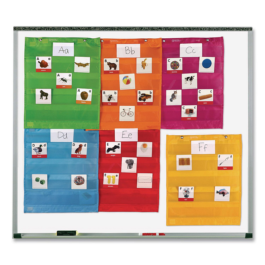 Learning Resources Magnetic Pocket Chart Squares, Classroom/Teacher Organizer Set, 7 Pockets, Assorted Colors, Set of 6 (LER2386)