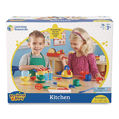 Learning Resources Pretend and Play Kitchen Set, Ages 3 and Up, 73 Pieces (LER9157)