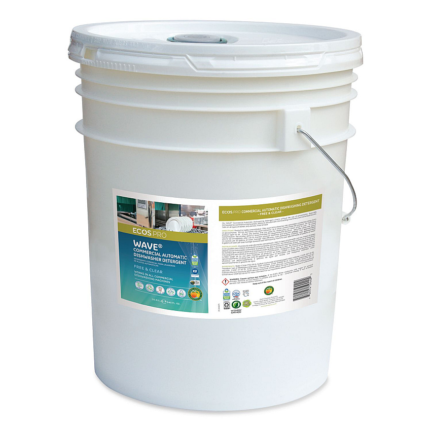 ECOS PRO Wave Commercial Automatic Dishwasher Detergent, Free and Clear, 5 gal Pail (PL944005)