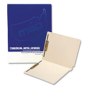 Medical Arts Press Heavy-Duty End Tab Fastener Folders, 0.75" Expansion, 2 Fasteners, Letter Size, Manila Exterior, 50/Box (31439)