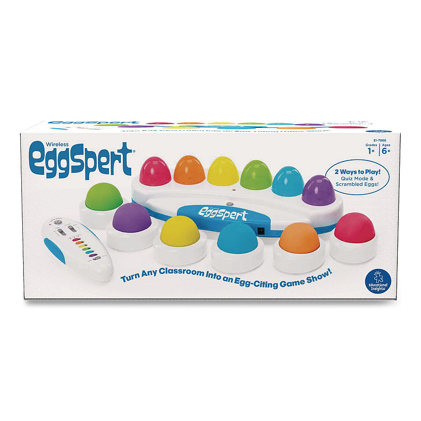 Educational Insights Wireless Eggspert with Six Student Buttons and One Teacher Remote, Ages 6 and Up, 8 Pieces (7886)