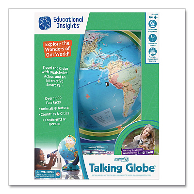 Educational Insights Geosafari Jr. Talking Globe, 12" dia, Semi-Meridian Mount, Blue Base (8888)