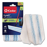 O-Cedar H2prO Flat Mop Head Replacement, 9.25 x 4.38, Blue/White, 2/Pack, 6 Packs/Carton (175782CT)