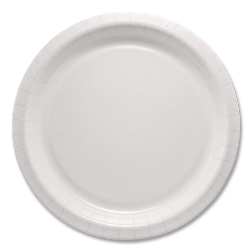 Solo Compostable Paper Dinnerware, ProPlanet Seal, Plate, 10" dia, White, 500/Carton (HP10W)