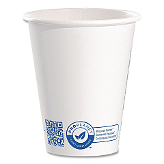 Solo Recycled Content PCF Paper Hot Cups, ProPlanet Seal, 8 oz, White/Blue, 1,000/Carton (378RCPLANET)