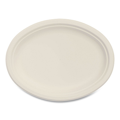 Dart Compostable Molded Fiber Dinnerware, ProPlanet Seal, Platter, 10" Diameter, Natural, 500/Carton (10FBRPLR1)