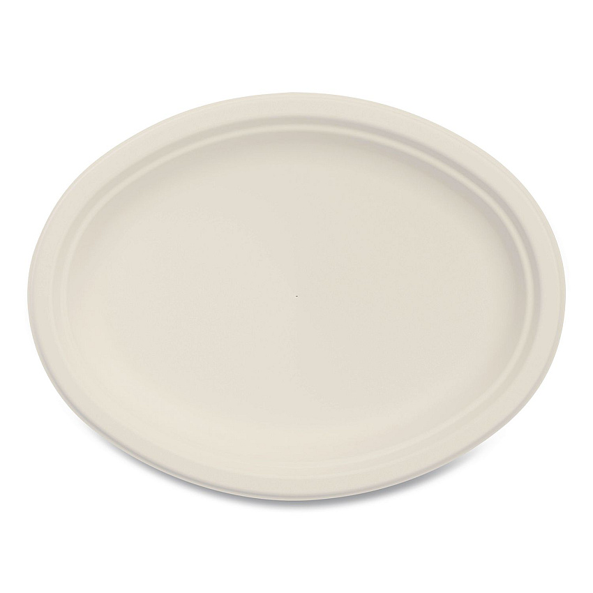 Dart Compostable Molded Fiber Dinnerware, ProPlanet Seal, Platter, 10" Diameter, Natural, 500/Carton (10FBRPLR1)