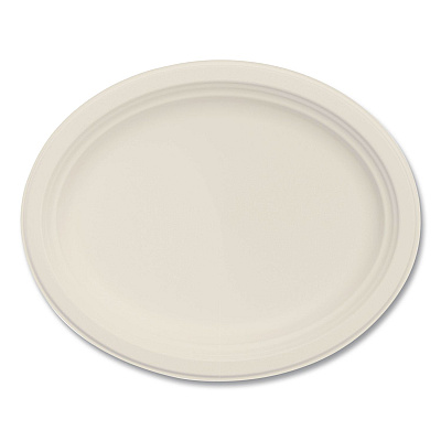 Dart Compostable Molded Fiber Dinnerware, ProPlanet Seal, Platter, 12" Diameter, Natural, 500/Carton (12FBRPLR1)