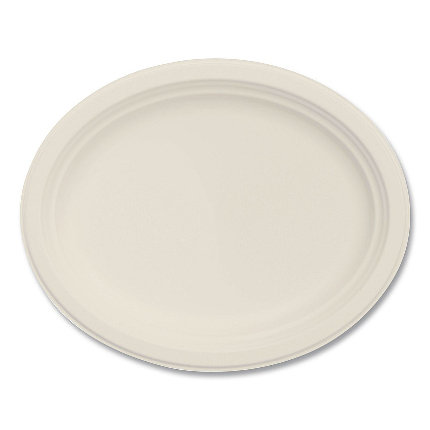 Dart Compostable Molded Fiber Dinnerware, ProPlanet Seal, Platter, 12" Diameter, Natural, 500/Carton (12FBRPLR1)