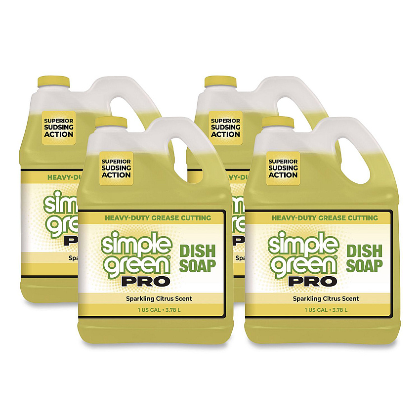 Simple Green Pro Dish Soap, Sparkling Citrus Scent, 1 gal Bottle, 4/Carton (4101128)