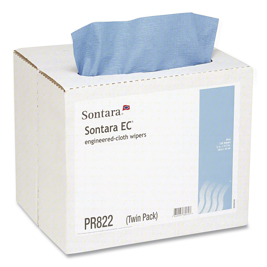 HOSPECO Sontara EC Wipers, 16.5 x 12, Blue, Interfold Twin Dispenser, 250/Carton (PR822)