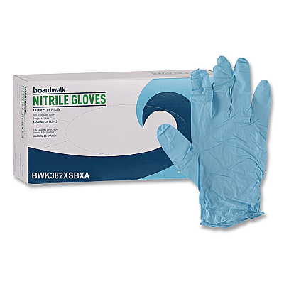 Boardwalk Disposable Examination Nitrile Gloves, Powder-Free, X-Small, 5 mil Thick, 9.5" Long, Blue, 100/Box (382XSBXA)