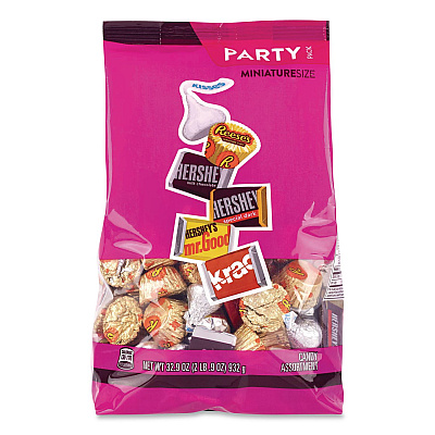 Hershey's Milk Chocolate Candy Mini Assortment, 32.9 oz Bag, 122 Individually Wrapped Chocolates (22002588)