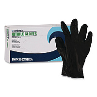 Boardwalk 396 Series Disposable General-Purpose Nitrile Gloves, Powder-Free, X-Small, 4.4 mil Thick, 9.5" Long, Black, 100/Box (396XSBXA)
