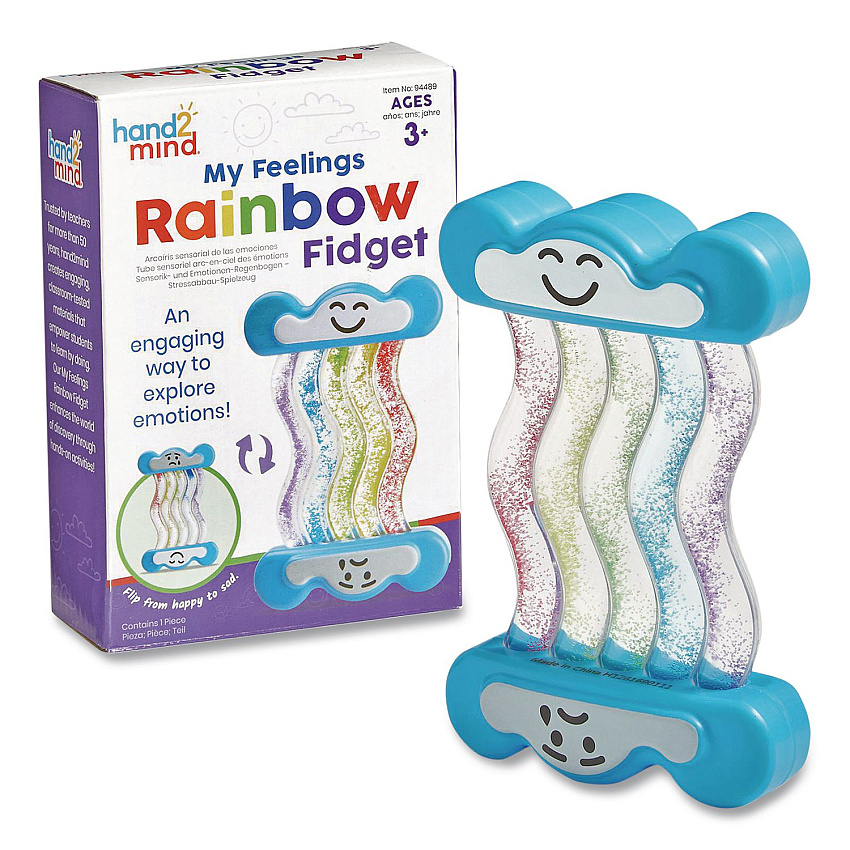 hand2mind My Feelings Rainbow Fidget Tube, Ages 3 and Up, Blue (94489)