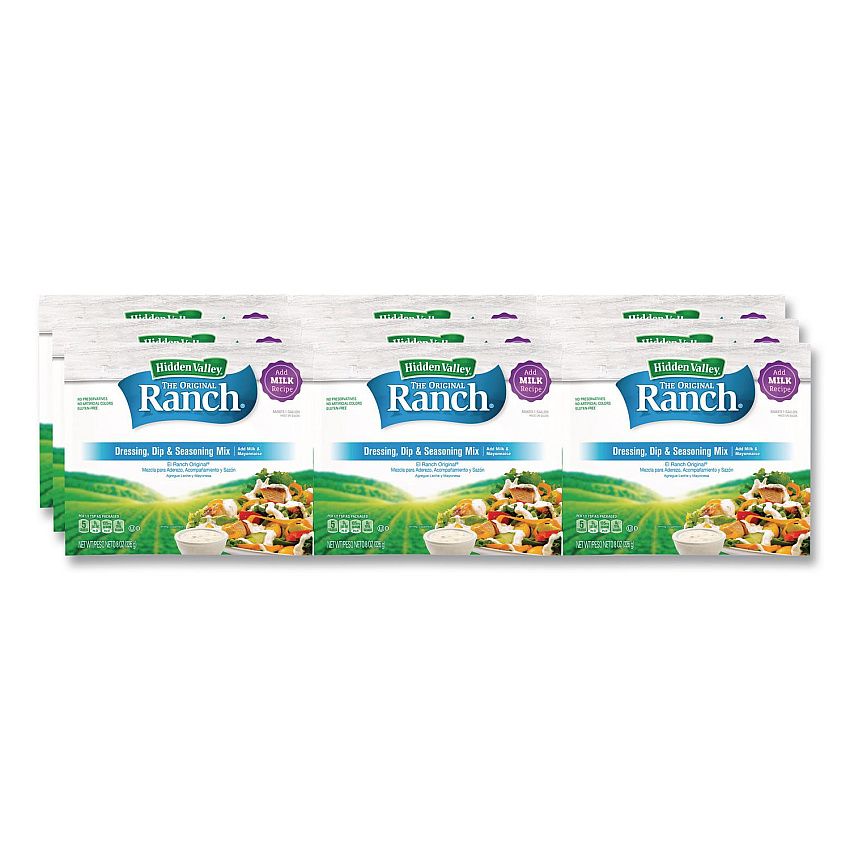 Hidden Valley The Original Ranch Dry Mix, Milk Recipe, 8 oz Packet, 12/Carton (21176CT)