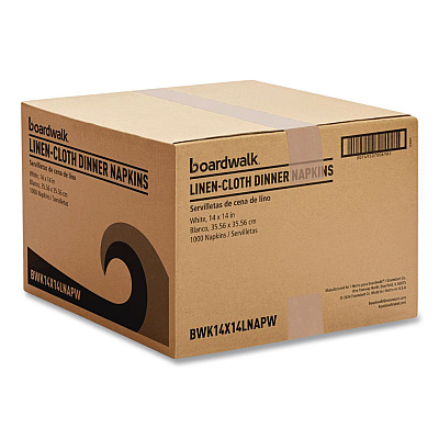 Boardwalk Linen-Feel Flat Napkins, 1-Ply, 14 x 14, White, 1,000/Carton (14X14LNAPW)